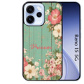 Coque noire taperso pour OPPO Reno 15 et F FS 5G avec motif bois et fleur avec votre prenom protection antichoc personnalisée