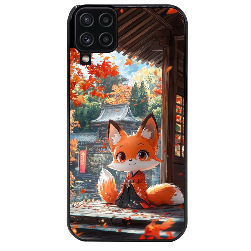 Coque noire taperso pour galaxy A22 A32 A52 A52S 4G 5G  avec motif renard et fox anime protection antichoc personnalisée
