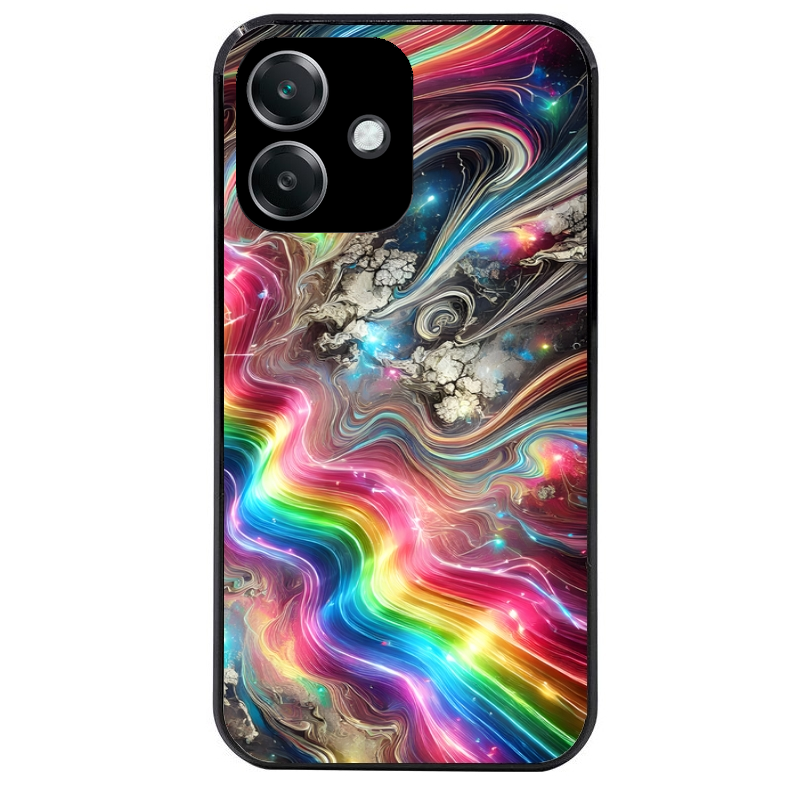 Coque noire taperso pour OPPO A40 avec motif marbre arc en ciel protection antichoc personnalisée