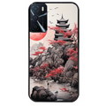 Coque noire taperso pour OPPO A16 et A16S avec motif japan et temple protection antichoc personnalisée