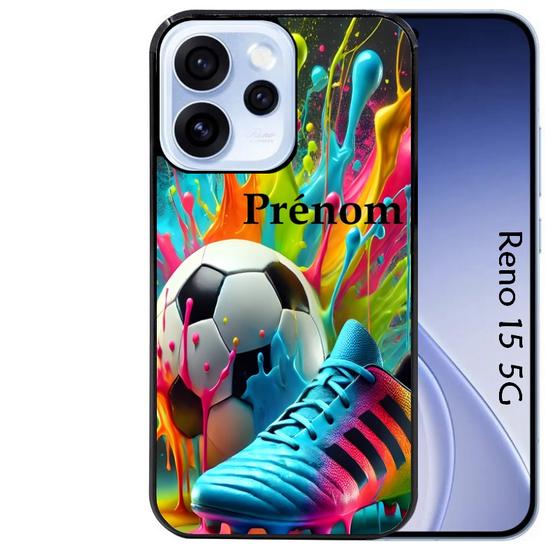 Coque noire taperso pour OPPO Reno 15 et F FS 5G avec motif foot color personnalisee protection antichoc personnalisée