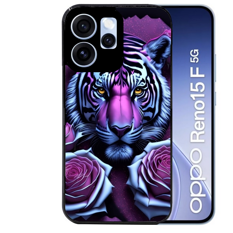 Coque noire taperso pour OPPO Reno 15 et F FS 5G avec motif tigre uv style manga protection antichoc personnalisée