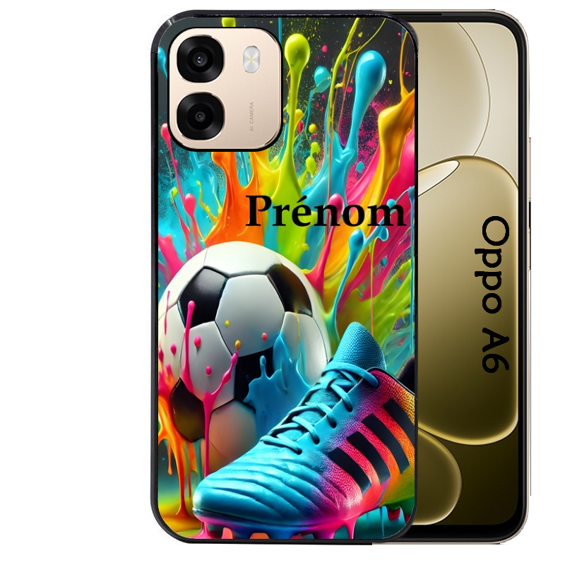 Coque noire taperso pour OPPO A6 A6X 4G et 5G avec motif foot color personnalisee protection antichoc personnalisée