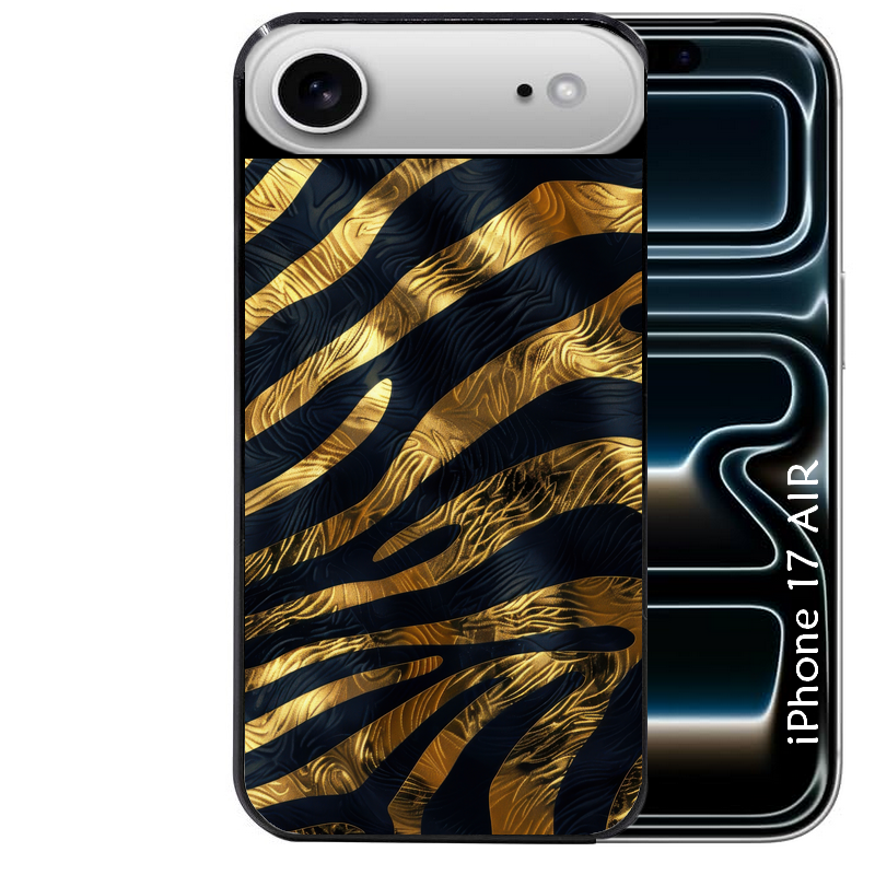 Coque noire taperso pour Iphone 17 17E AIR MAX PRO avec motif zebre gold protection antichoc personnalisée