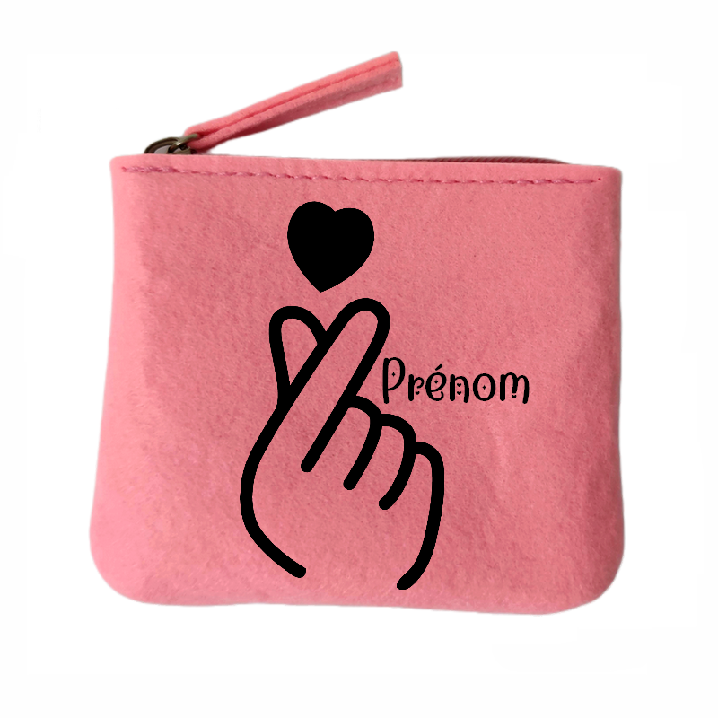 Porte monnaie personnalisé coeur japan en feutrine en feutrine