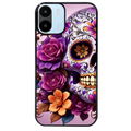 Coque noire taperso pour Redmi A1 et A2 avec motif tete de mort calavera violette protection antichoc personnalisée