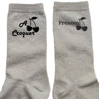 Chaussettes personnalisées paillettes crème motif à croquer