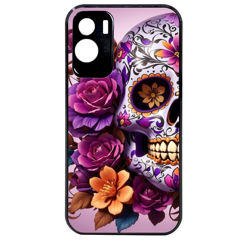 Coque noire taperso pour Honor 70 LITE 90 et LITE avec motif tete de mort calavera violette protection antichoc personnalisée
