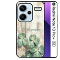 Coque noire taperso pour Redmi Note 13 PRO PLUS 5G avec motif bois et trefle personnalisee protection antichoc personnalisée