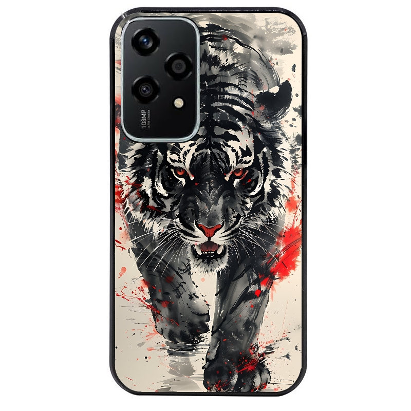Coque noire taperso pour Honor 200 et Lite Pro Smart avec motif tigre japan protection antichoc personnalisée