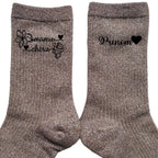 Chaussettes personnalisée paillettes bronze motif mamie chérie