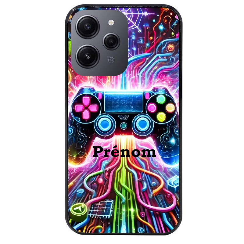 Coque noire taperso pour Redmi 12 4G et 5G avec motif gamer electro personnalisee protection antichoc personnalisée