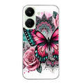 Coque taperso pour POCO C65 4G avec motif papillon rose protection antichoc personnalisée