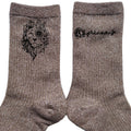 Chaussettes personnalisées paillettes bronze motif lion fleur