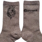 Chaussettes personnalisées paillettes bronze motif lion fleur
