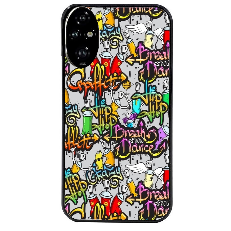 Coque noire taperso pour Honor 200 et Lite Pro Smart avec motif tag et graffiti protection antichoc personnalisée