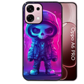Coque noire taperso pour OPPO A6 PRO 4G et 5G avec motif tete de mort skull fluo protection antichoc personnalisée