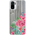 Coque taperso pour Redmi Note 10 4G 5G PRO 10S avec motif bois gris et fleur rose protection antichoc personnalisée