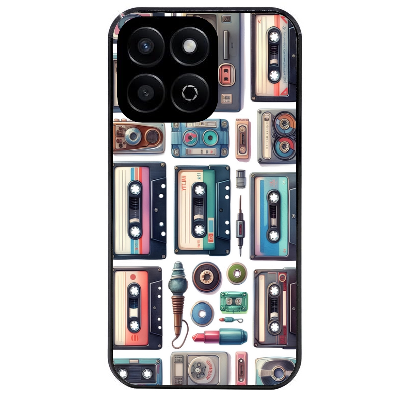 Coque noire taperso pour Honor X6B X5C X5C PLUS avec motif cassette multi protection antichoc personnalisée