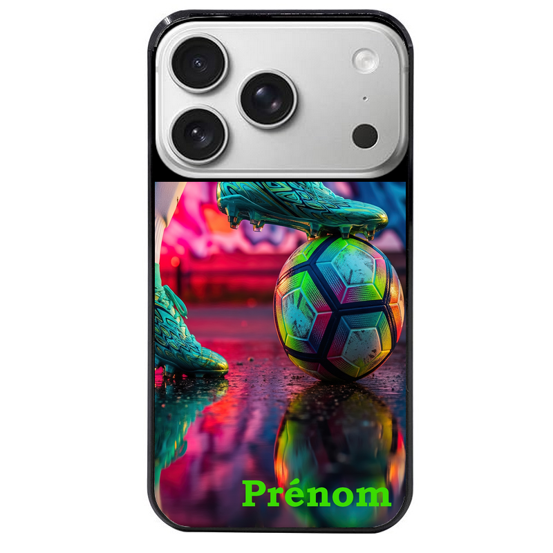 Coque noire taperso pour Iphone 17 17E AIR MAX PRO avec motif foot controle personnalisee protection antichoc personnalisée