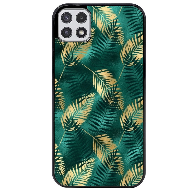 Coque noire taperso pour galaxy A22 A32 A52 A52S 4G 5G  avec motif palmier vert protection antichoc personnalisée