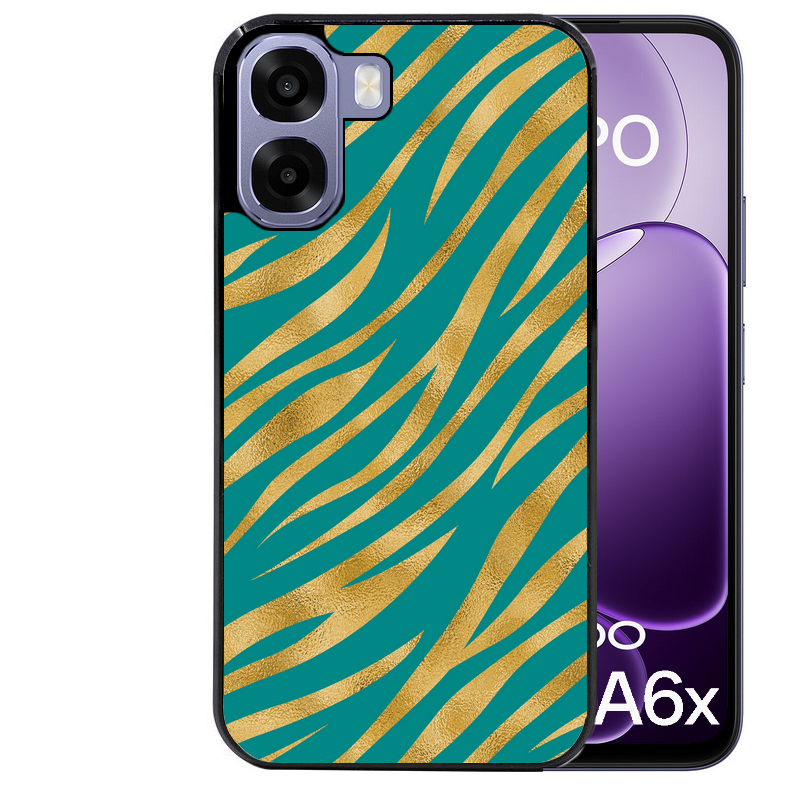 Coque noire taperso pour OPPO A6 A6X 4G et 5G avec motif zebre vert protection antichoc personnalisée