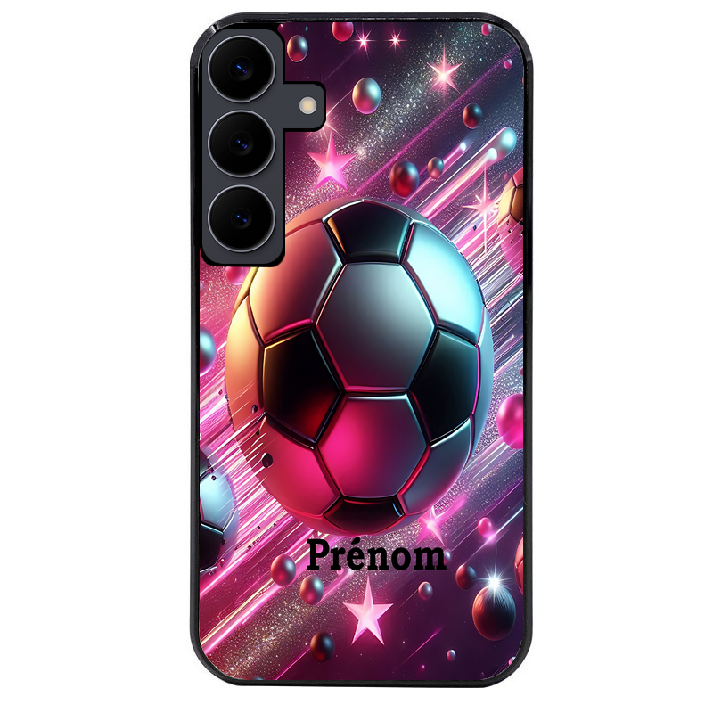 Coque noire taperso pour galaxy A06 A16 A26 A36 A56 avec motif foot etoile personnalisee protection antichoc personnalisée