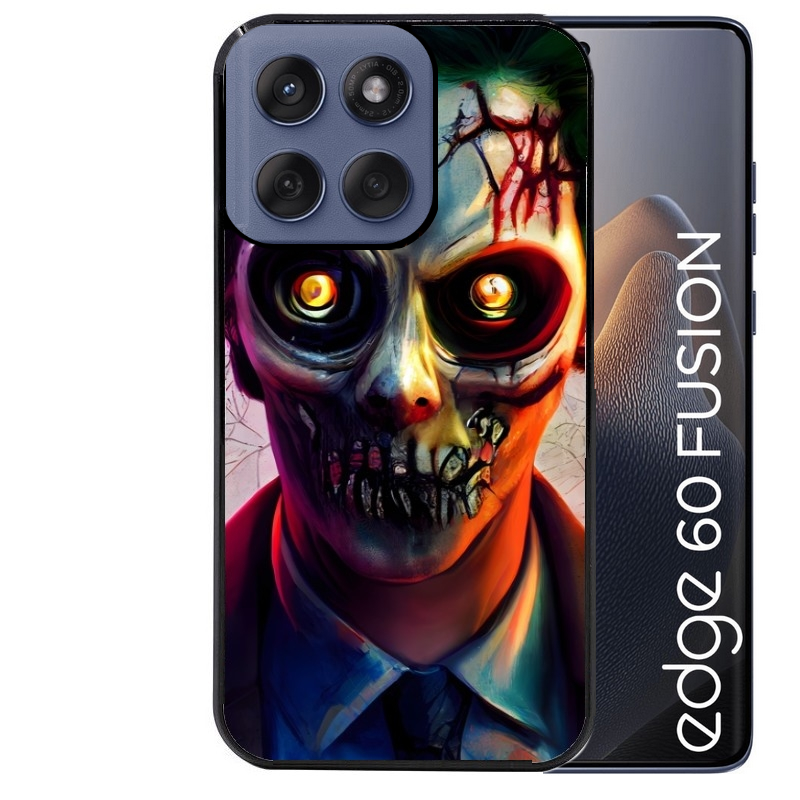 Coque noire taperso pour Moto Edge 60 et Neo Fusion Pro motif joker style zombie protection antichoc personnalisée