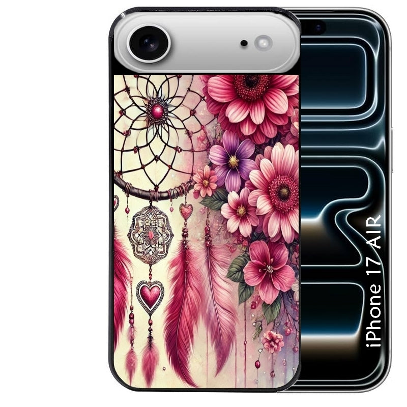 Coque noire taperso pour Iphone 17 17E AIR MAX PRO avec motif dreamcatcher et coeur protection antichoc personnalisée