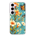 Coque taperso pour galaxy S23 et PLUS ULTRA FE avec motif fleur orange protection antichoc personnalisée