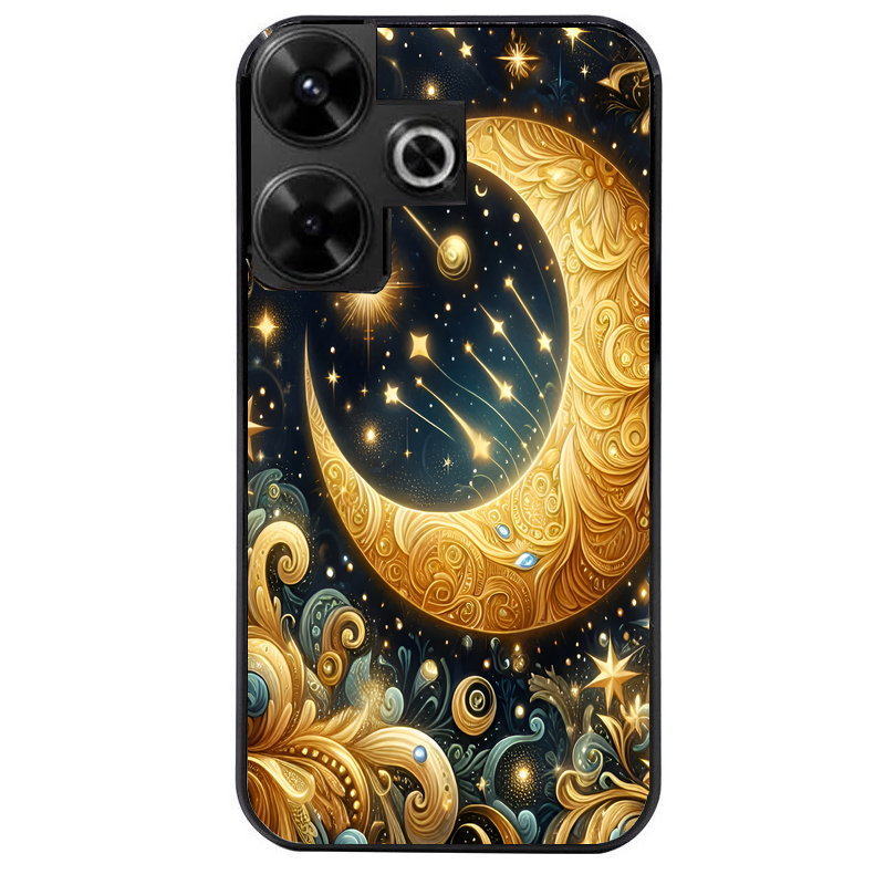 Coque noire taperso pour POCO M6 4G avec motif lune astre protection antichoc personnalisée