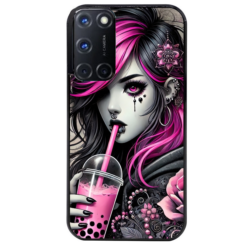 Coque noire taperso pour OPPO A72 4G avec motif anime et gothic boba protection antichoc personnalisée