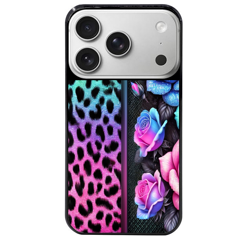 Coque noire taperso pour Iphone 17 17E AIR MAX PRO avec motif leopard et fleur protection antichoc personnalisée