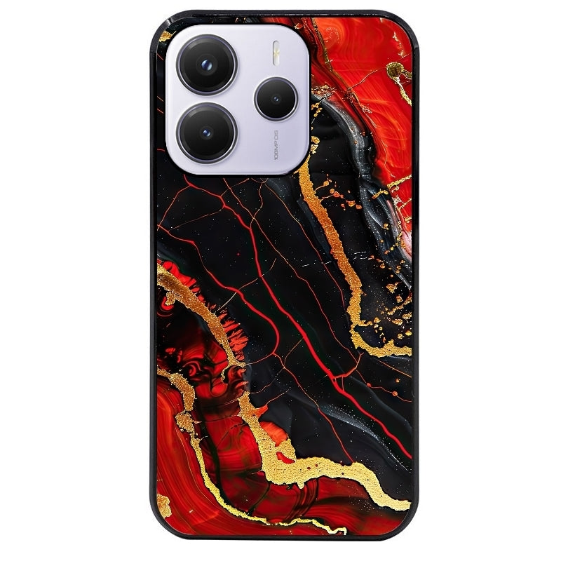 Coque noire taperso pour Redmi Note 14 et PRO PLUS 4G 5G avec motif marbre rouge protection antichoc personnalisée