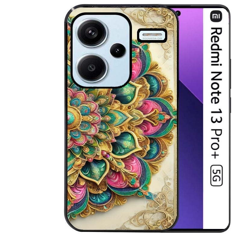 Coque noire taperso pour Redmi Note 13 PRO PLUS 5G avec motif mandala 3 protection antichoc personnalisée