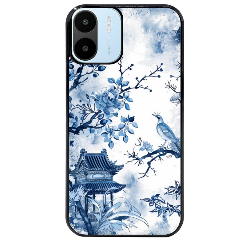 Coque noire taperso pour Redmi A1 et A2 avec motif japan art protection antichoc personnalisée
