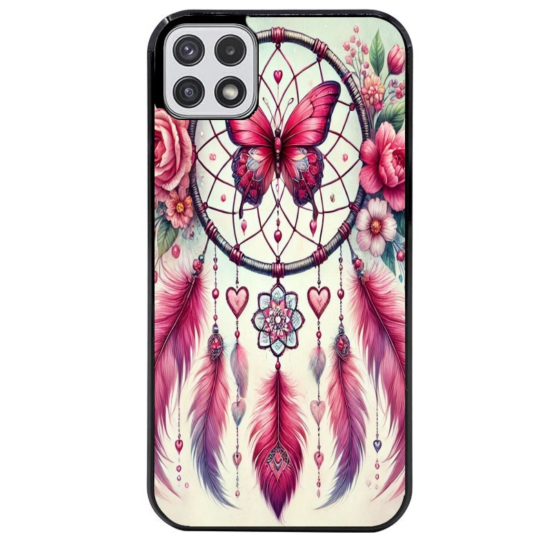 Coque noire taperso pour galaxy A22 A32 A52 A52S 4G 5G  avec motif dreamcatcher et papillon protection antichoc personnalisée