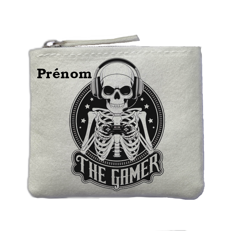 Porte monnaie personnalisé gamer beton ivoire en feutrine en feutrine ivoire