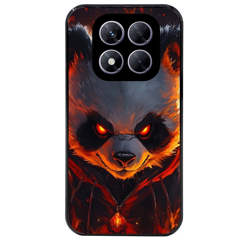 Coque noire taperso pour Redmi Note 14 et PRO PLUS 4G 5G avec motif panda very angry protection antichoc personnalisée