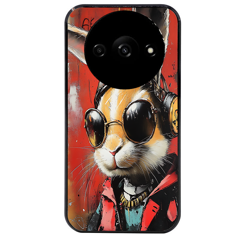 Coque noire taperso pour Redmi A3 avec motif lapin tag protection antichoc personnalisée