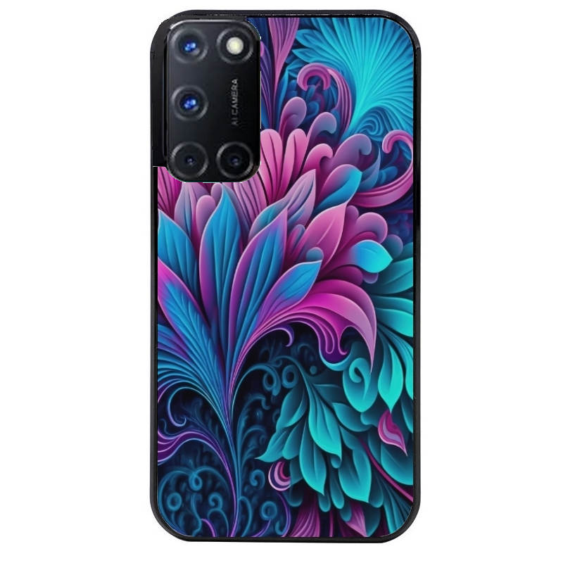 Coque noire taperso pour OPPO Reno 8 LITE avec motif tropical violet et des fleurs protection antichoc personnalisée