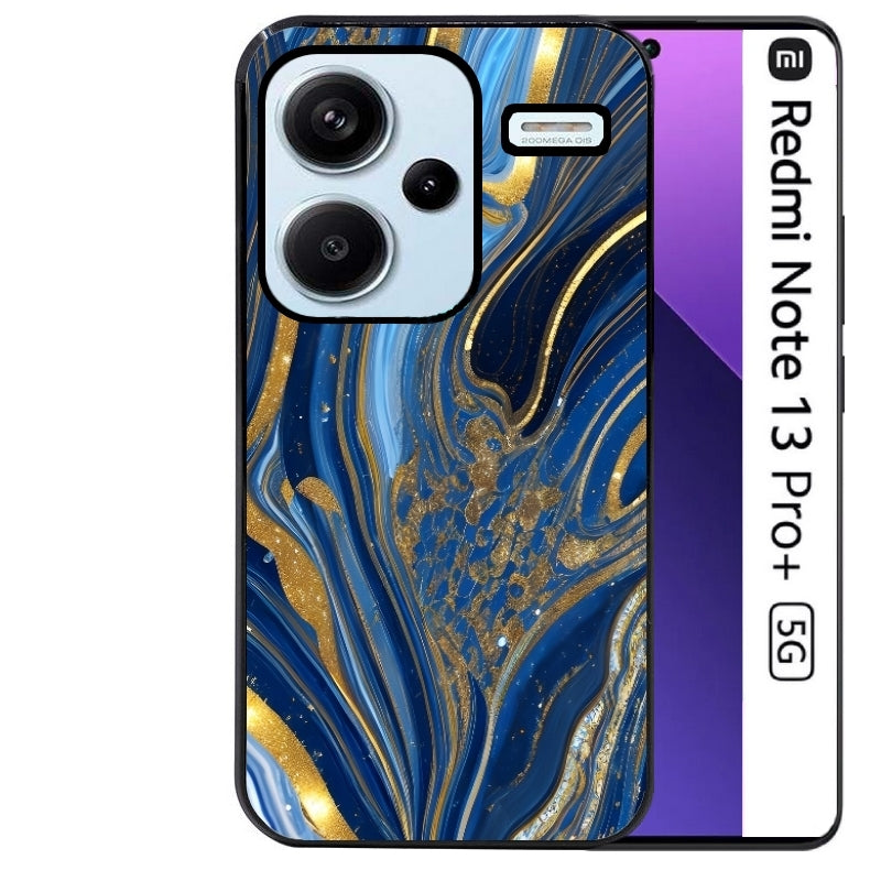 Coque noire taperso pour Redmi Note 13 PRO PLUS 5G avec motif marbre bleu agathe protection antichoc personnalisée