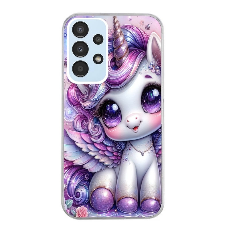 Coque taperso pour Galaxy A13 4G et 5G A23 A53 avec motif licorne violette protection antichoc personnalisée