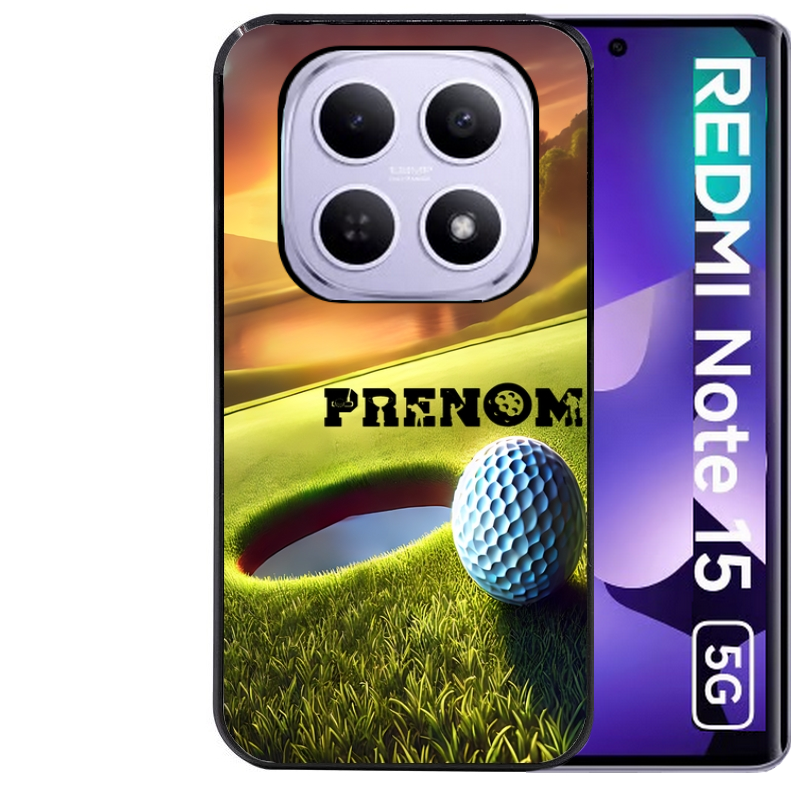 Coque noire taperso pour Redmi Note 15 et PRO PLUS 4G 5G avec motif golf personnalisee protection antichoc personnalisée