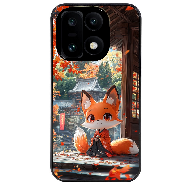Coque noire taperso pour OnePlus 15 avec motif renard et fox anime protection antichoc personnalisée