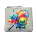 Porte monnaie personnalisé tennis raquette ivoire en feutrine en feutrine ivoire