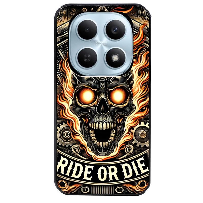 Coque noire taperso pour POCO M8 5G et PRO 5G avec motif tete de mort flamme protection antichoc personnalisée