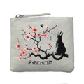 Porte monnaie personnalisé chat cerisier ivoire en feutrine en feutrine ivoire