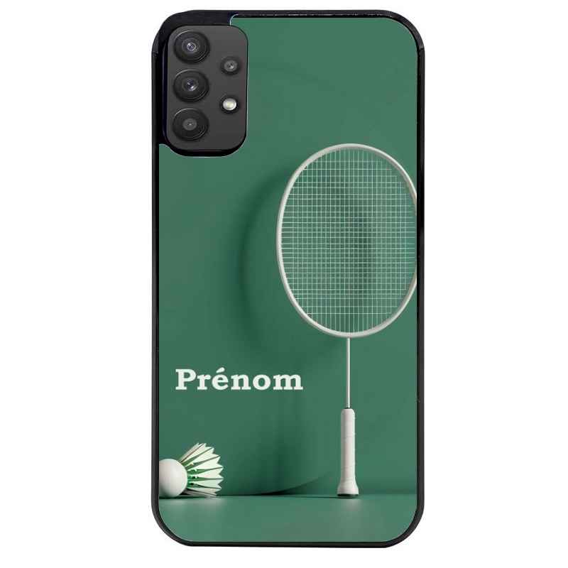 Coque noire taperso pour galaxy A22 A32 A52 A52S 4G 5G  avec motif badminton sport personnalise protection antichoc personnalisée