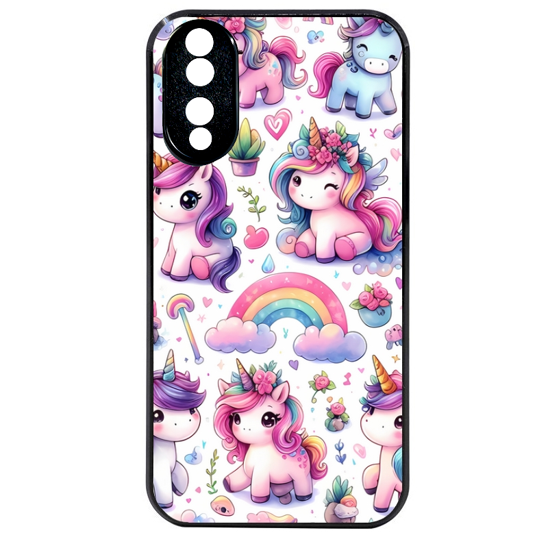 Coque noire taperso pour Honor 70 LITE 90 et LITE avec motif licorne arc en ciel protection antichoc personnalisée